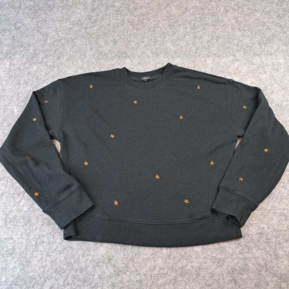 Rails Sweatshirt Womens Small Black Bronze Star Embroidery Crewneck Ramona Knit